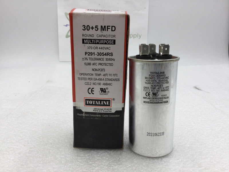 Totaline P291-3054RS 30.0+5.0MFD +/-5% 370/440VAC 50/60Hz Round Capacitor