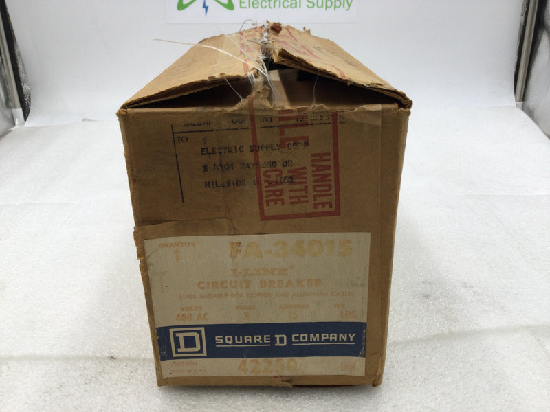 Square D FA34015 15 Amp 3 Pole 480V Type FA I-Line Circuit Breaker