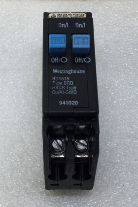 Westinghouse BD1515 15 Amp 1 Pole Twin 120/240V Type BRD Circuit Breaker