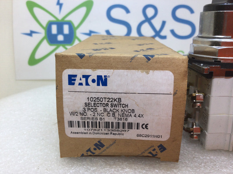 Eaton Cutler Hammer 10250T22KB 3 Pos W/2 NO-2 N/C Nema 4/4X Selector Switch