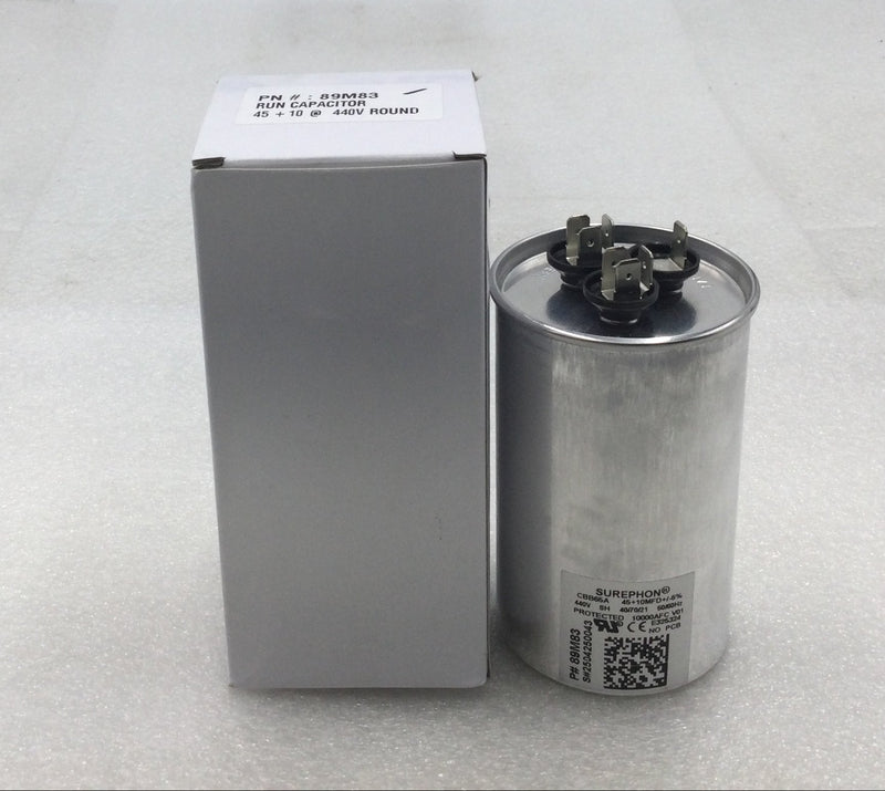 Surephon 89M83 45+10MFD +/- 5% 440V 50/60Hz Round Run Capacitor
