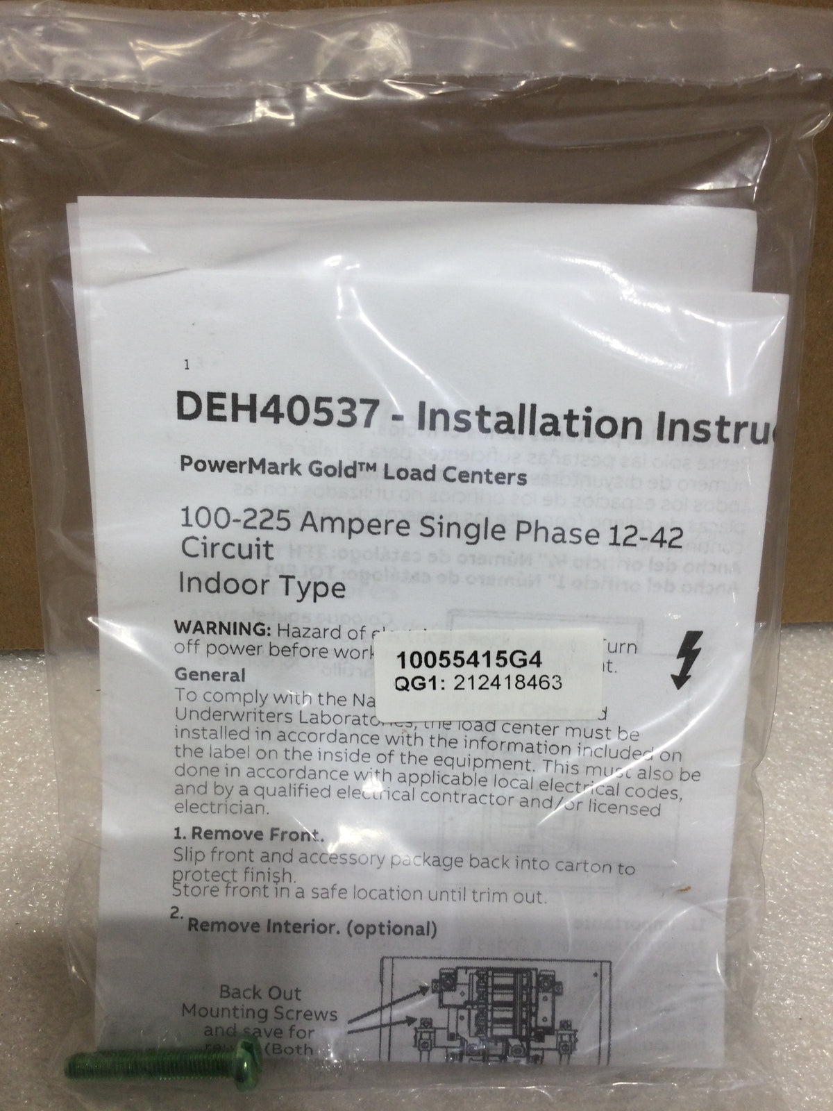 GE TLM2412CCUG1K 125 Amp 24 Space 120/240V Indoor Main Lug Load Center