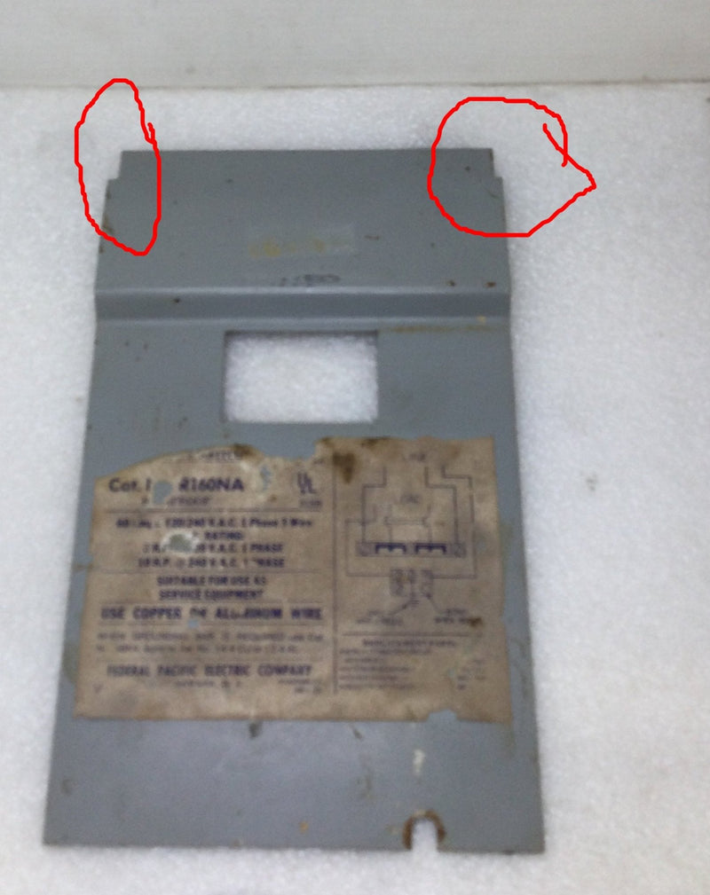 Federal Pacific R160NA Circuit Breaker Dead Front Only 60 Amp 120/240V Nema 3R 9 1/8" x 5 1/2"