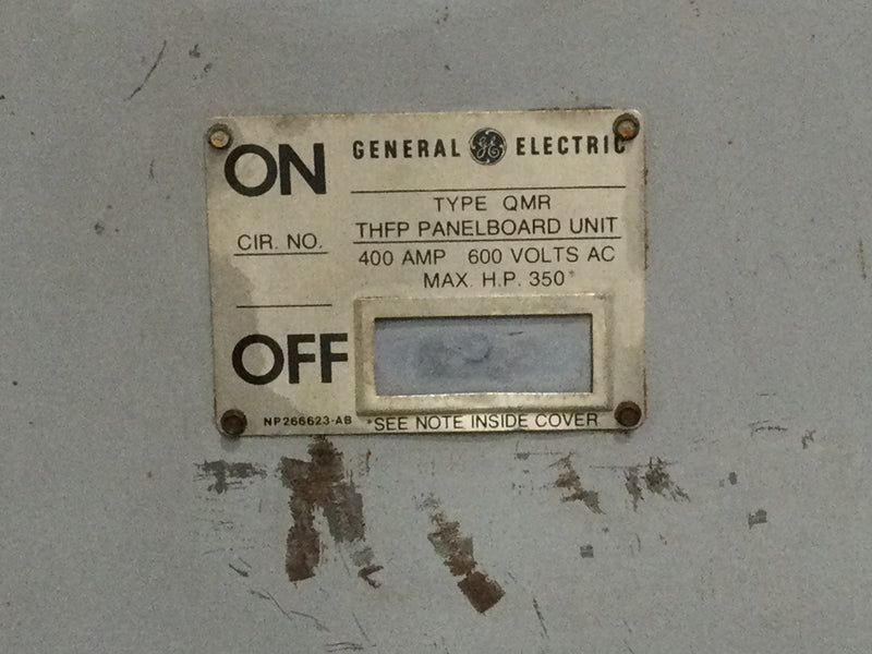 GE General Electric THFP365 Fusible Panel Board Switch 400 Amp 600v 250VDC 3 Phase Indoor Type QMR