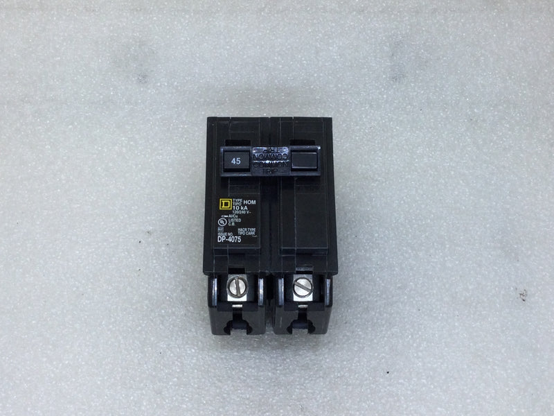 Square D HOM245 45 Amp 2 Pole 120/240V Circuit Breaker - Yellow Sticker