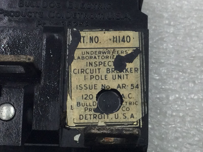 Pushmatic/Bulldog 31140/P140/11140 40 Amp Single Pole 120/240V Circuit Breaker