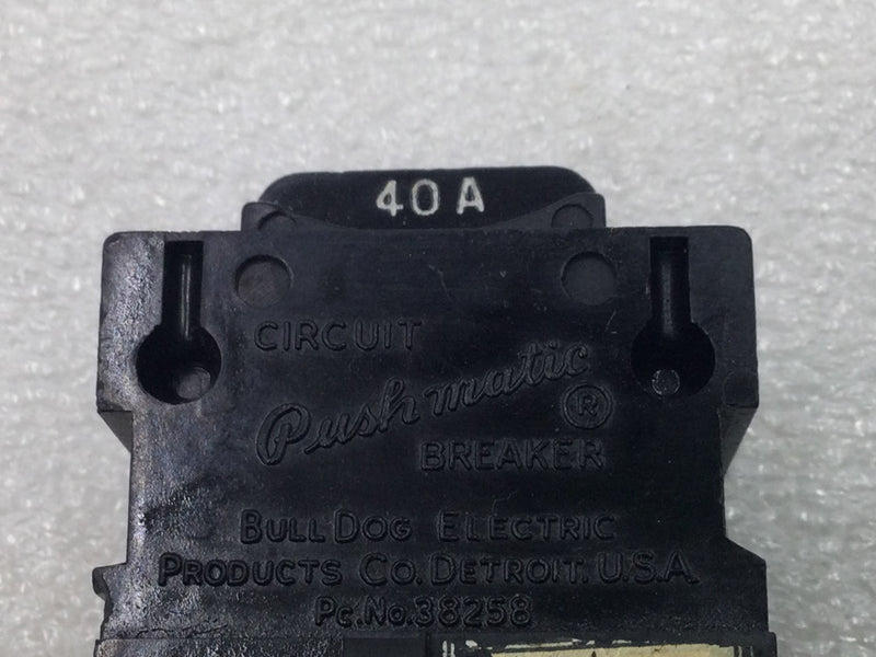 Pushmatic/Bulldog 31140/P140/11140 40 Amp Single Pole 120/240V Circuit Breaker