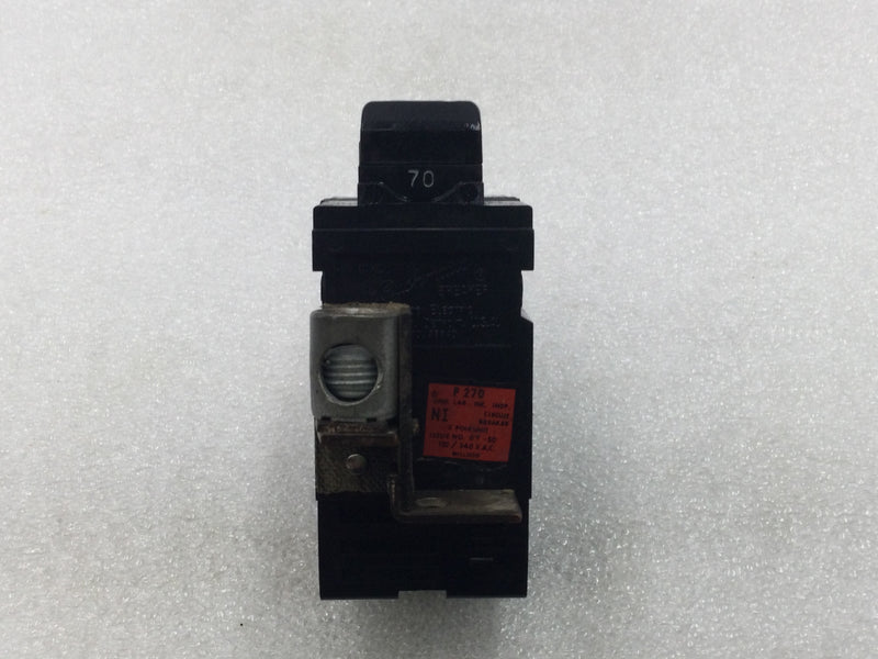 ITE/Pushmatic/Bulldog P270/31270 70 Amp 2 Pole 120/240V Circuit Breaker