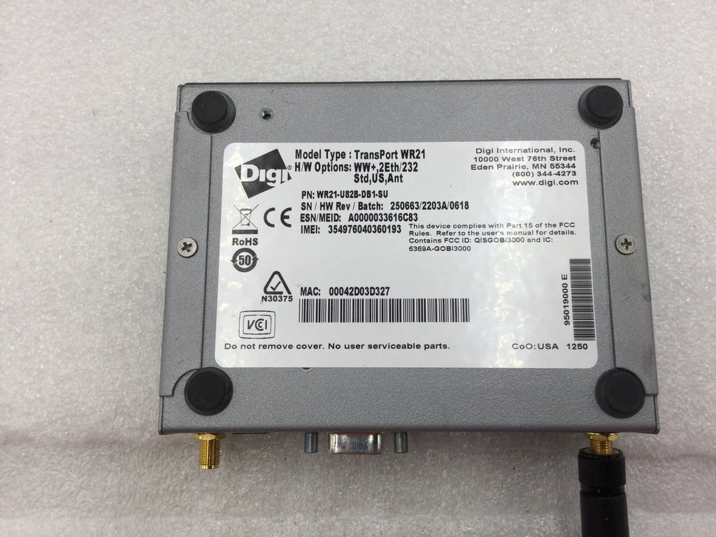 Digi Transport WR21-U82B-DB1-SU Cellular Ethernet Modem/3G/4G Wireless