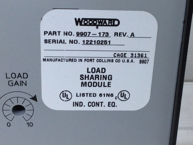 Woodward Load Sharing Module 9907-173 Rev.A 100-24v0VAC 50-400Hz Potential 20W