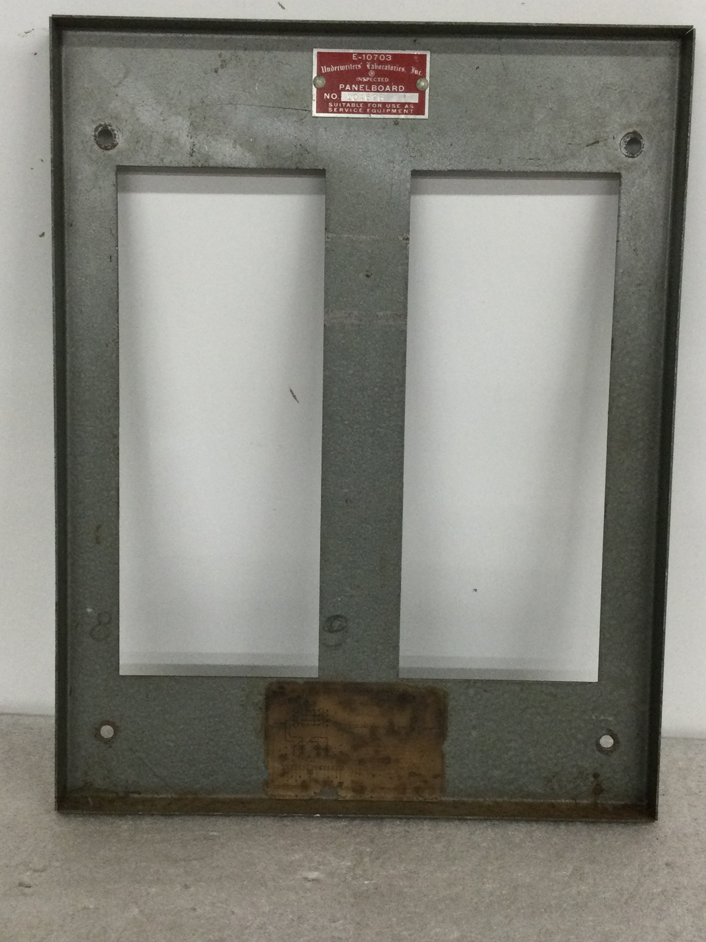 Dead Front Panel Label Walker Electric 125 Amp 3 Wire 120/240V Dead Front Panelboard 104696 E