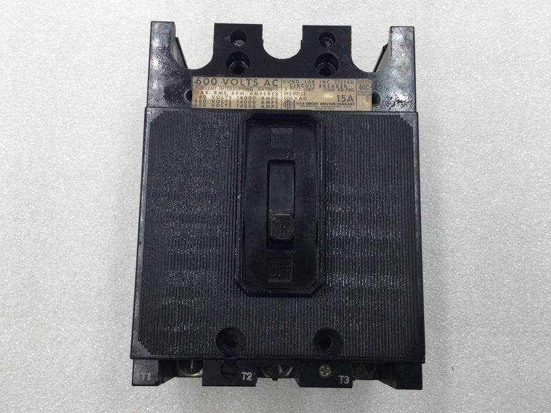 ITE EF3-B015Z 15 Amp 3 Pole 600V Molded Circuit Breaker - Cosmetic Flaw