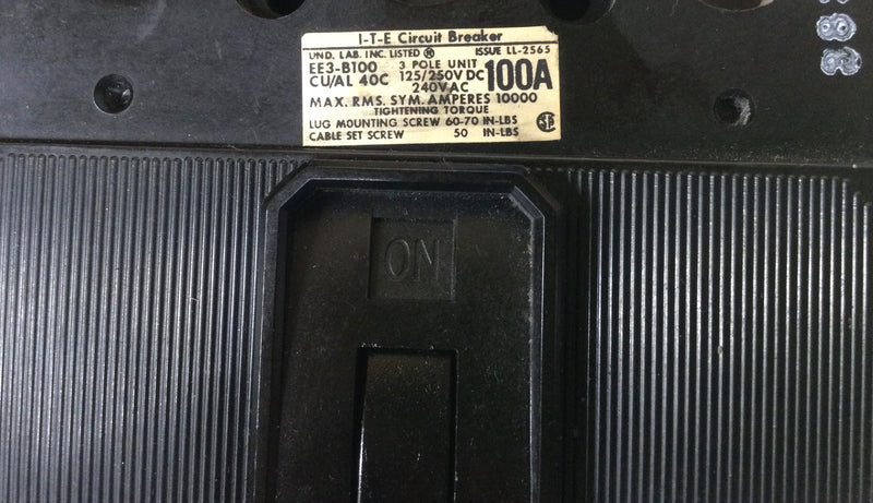ITE EE3-B100 100 Amp 3 Pole 120/240V Circuit Breaker - Cosmetic Flaw