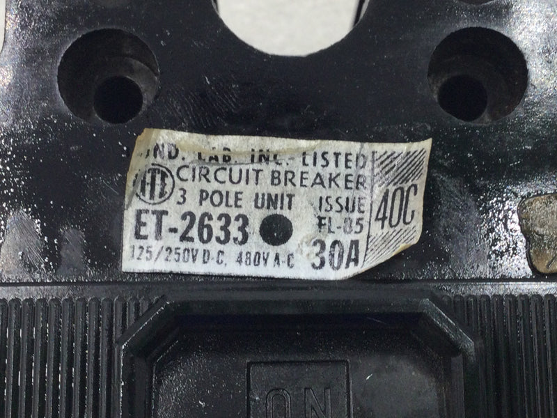 ITE ET-2633 30 Amp 3 Pole 480V Circuit Breaker