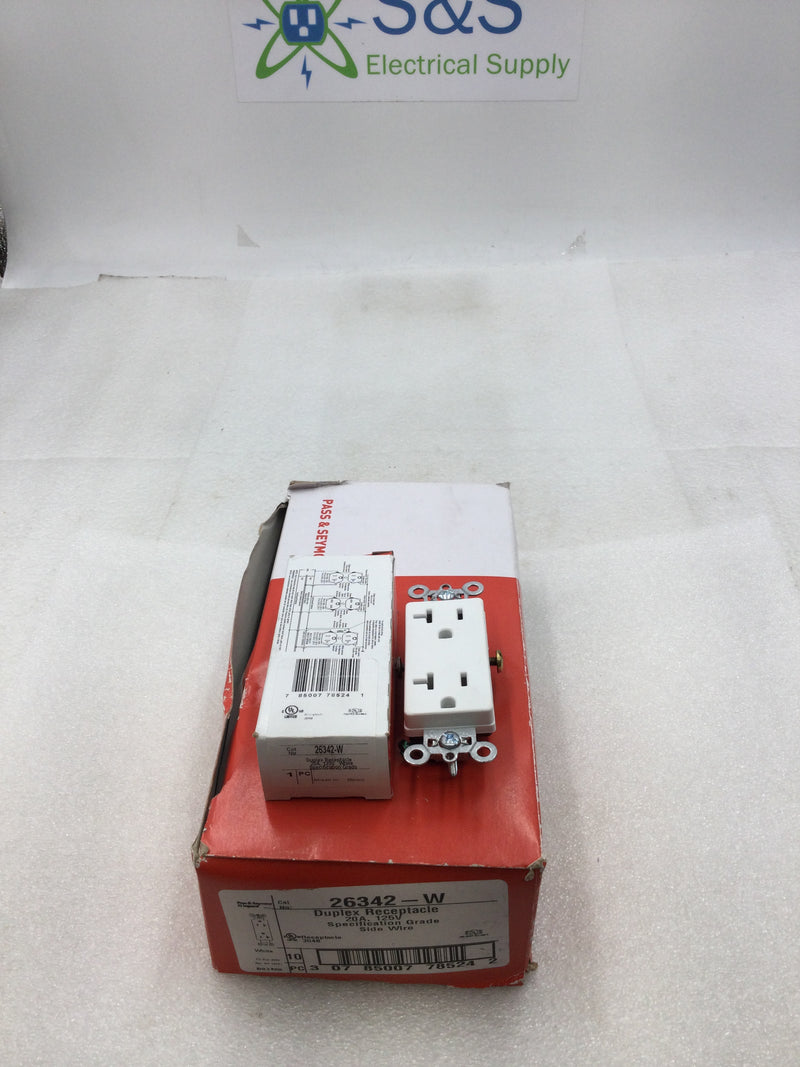Legrand 26342W 20 Amp 125V Specification Grade Duplex Receptacle White-Box of 10