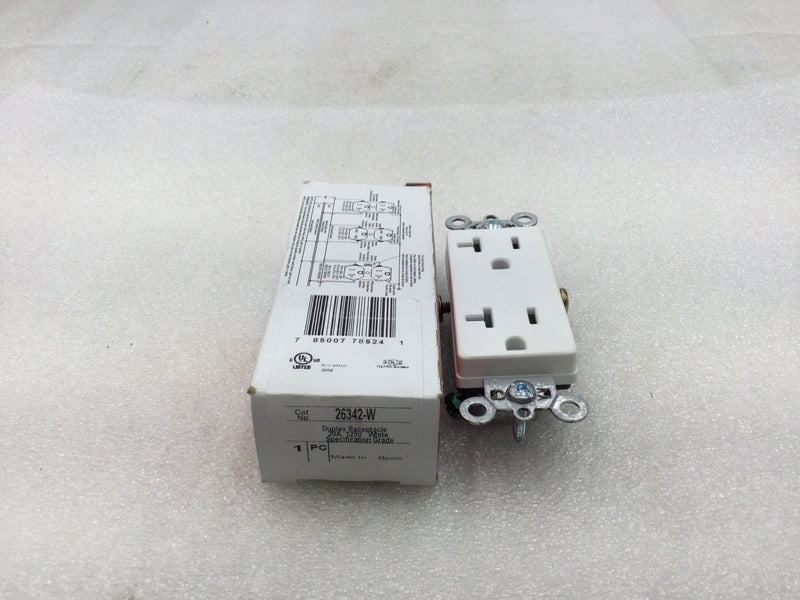 Legrand 26342-W 20 Amp 125 VAC Specification Grade Duplex Receptacle White