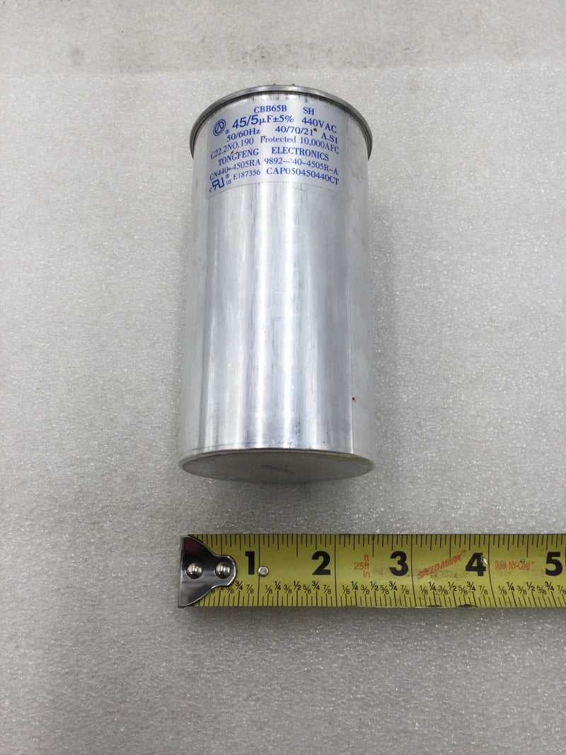 Tongfeng Electronics CBB65B 45/5uf +/-5% 440 VAC Capacitor (CAP050450440CT)