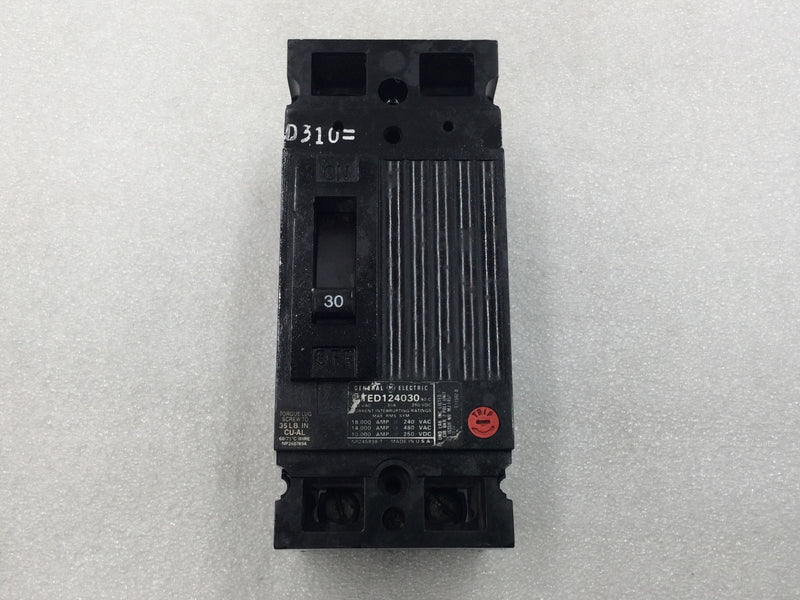 GE General Electric TED124030 30 Amp 2 Pole 480V Circuit Breaker