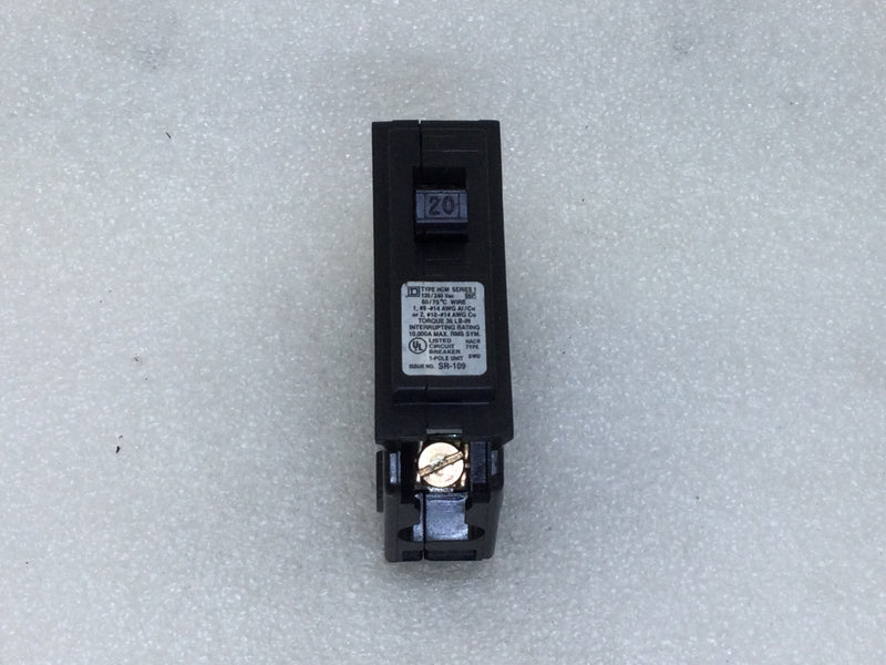 Square D HOM120 20 Amp 1 Pole 120/240V Circuit Breaker - White Sticker