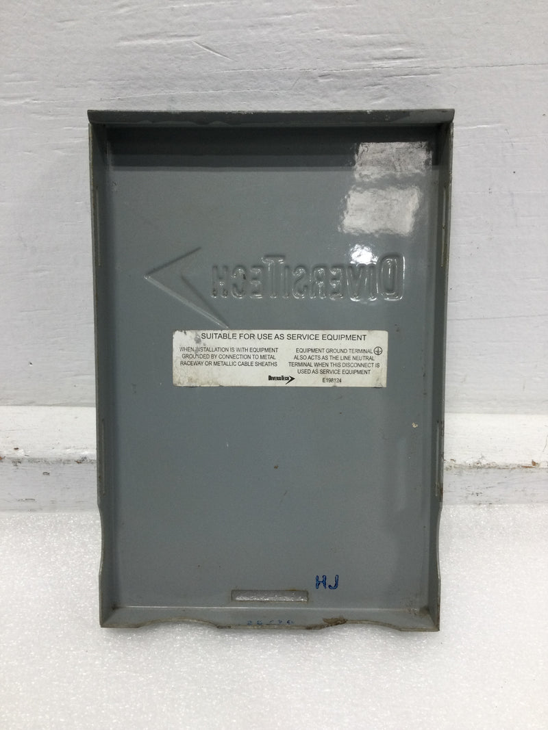 DiversiTech DDS-60U 60 Amp 120/240V Disconnect Cover Only w/o Hinges 7 1/2" x 5"