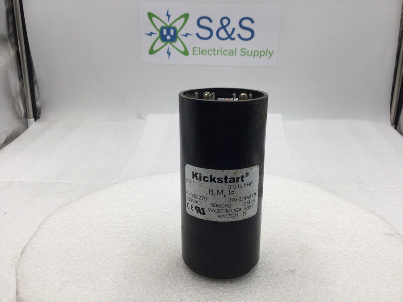Kickstart KS-1 KX330/270 270-324MFD 330 VAC 3.5 to 5 HP Round Start Ca