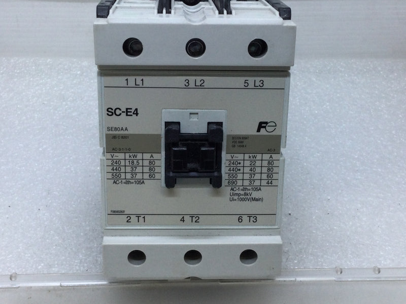 Fuji Electric SC-E4 SE80A A Motor Contactor 125V-600V 50HP