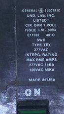 GE/General Electric TEY115 15 Amp Single Pole 120/277V Circuit Breaker