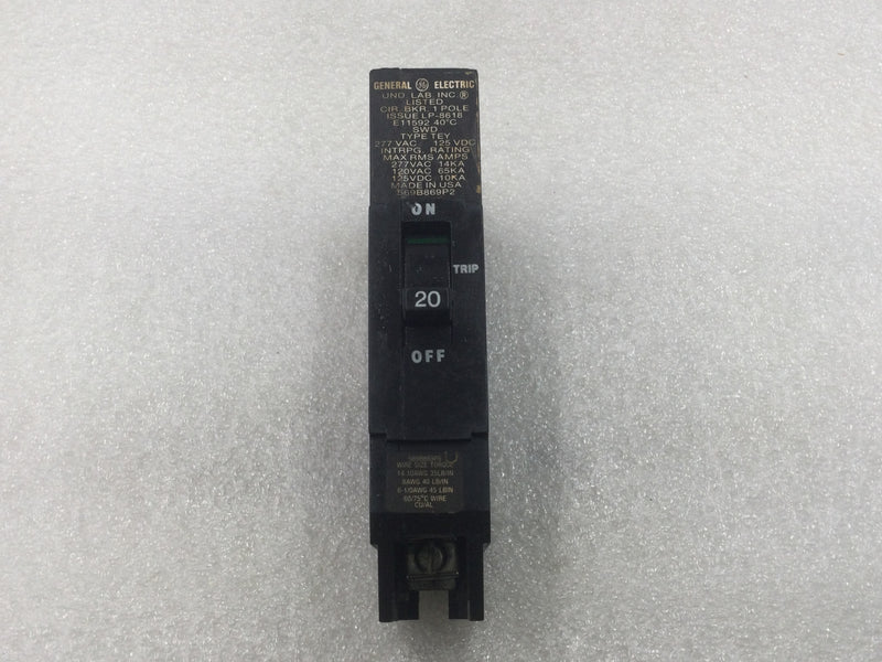 GE/General Electric TEY120 20 Amp 1 Pole 277V Bolt On Circuit Breaker