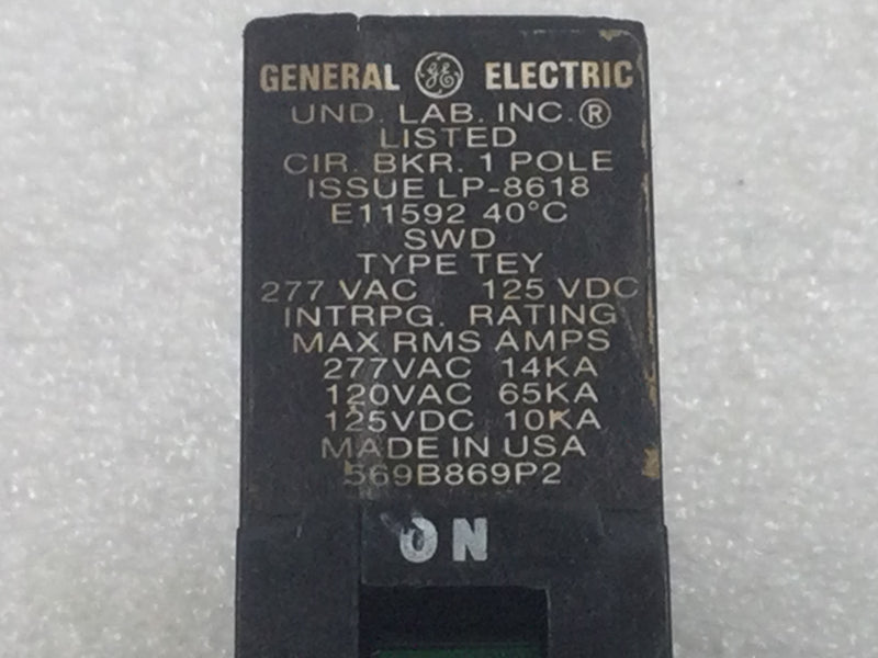 GE/General Electric TEY120 20 Amp 1 Pole 277V Bolt On Circuit Breaker