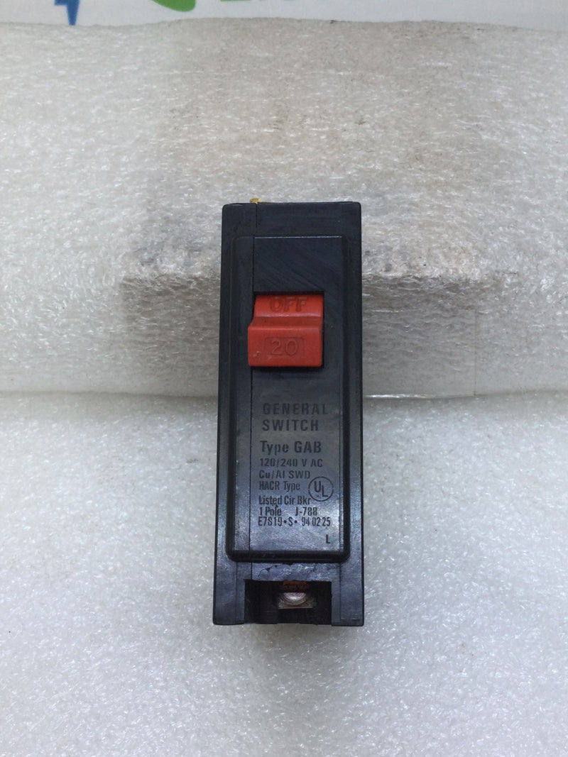 General Switch GS20H 20 Amp Single Pole Type GAB Circuit Breaker