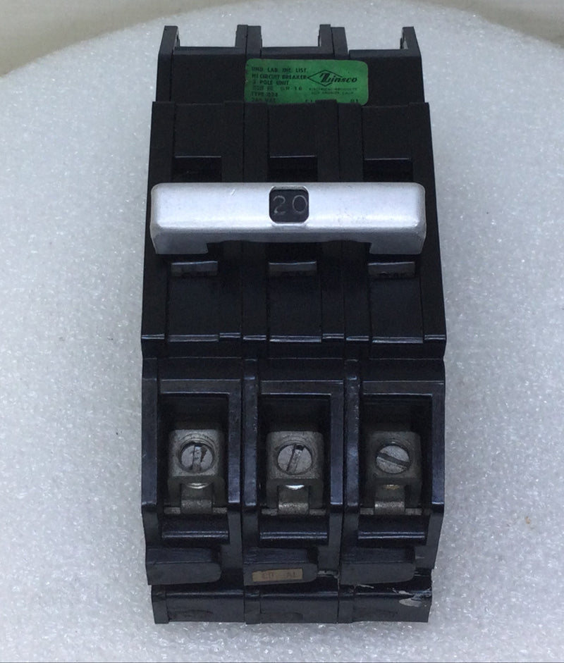 Zinsco/GTE/Sylvania Q243020 20 Amp 3 Pole 240V Type Q-24 Circuit Breaker