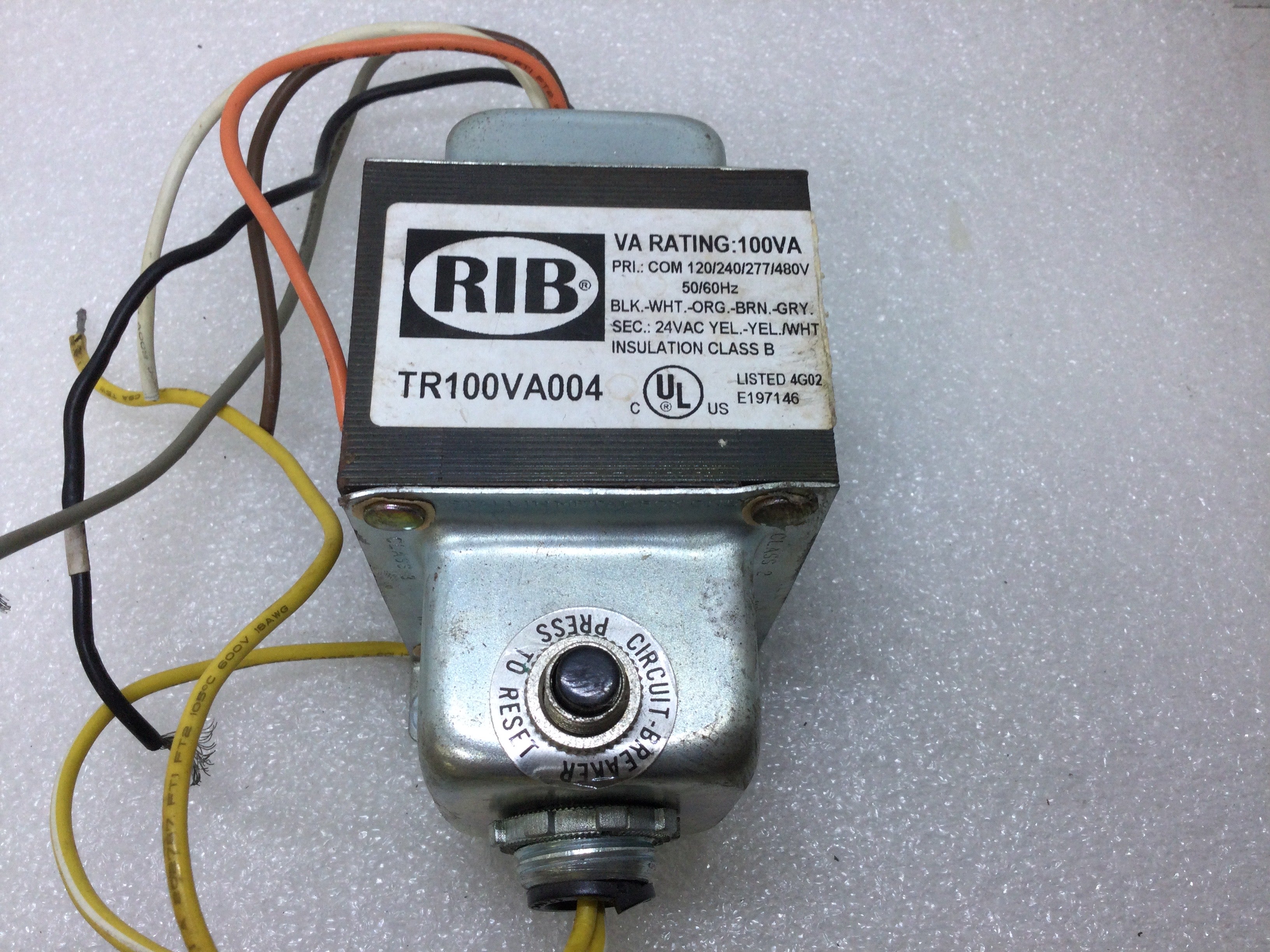 Electrical Rib RIB TR100VA004 Transformer 120/240/277/480V 50/60Hz