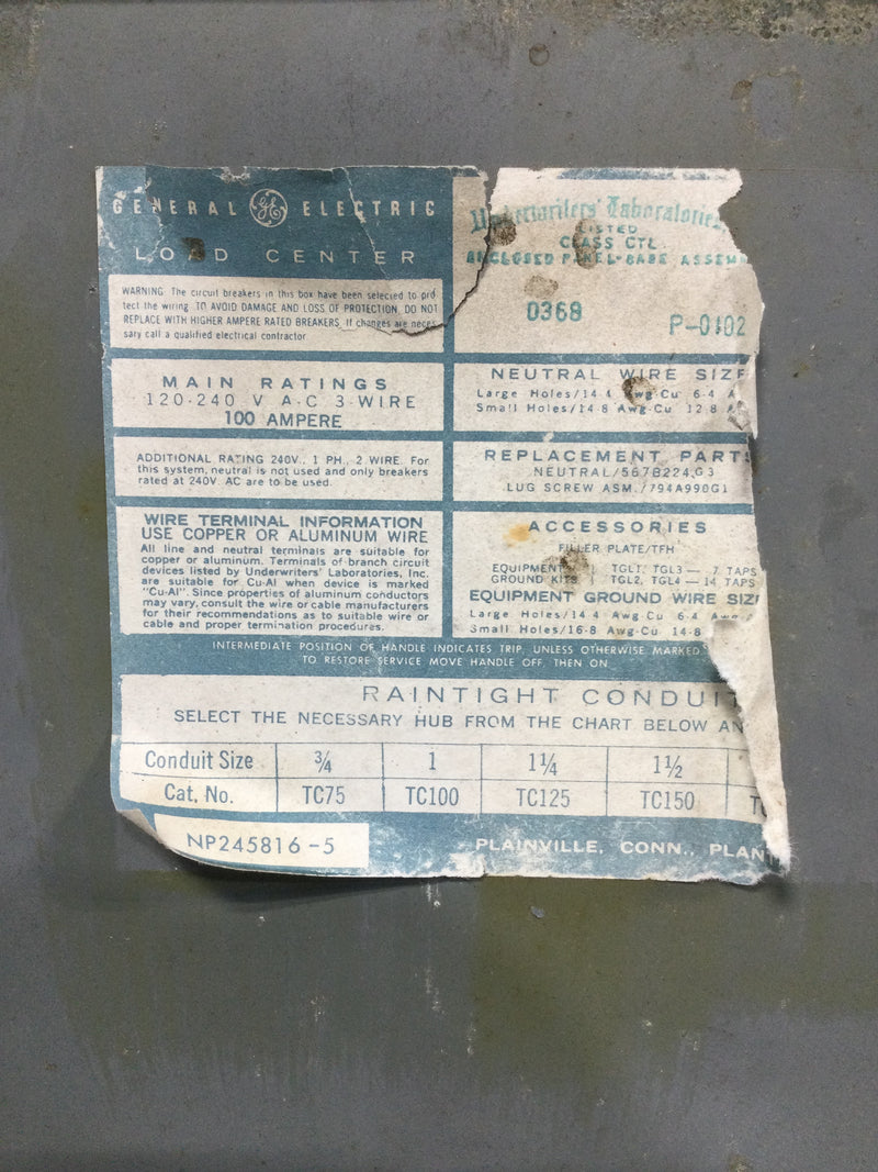 General Electric Panel Cover Only 12 3/4" x 7 7/8"