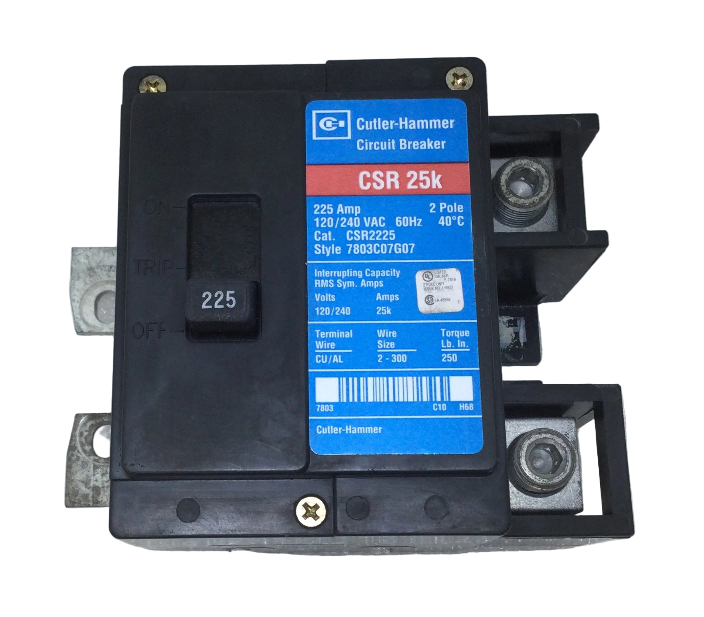 Cutler-Hammer CSR2225 225 Amp 2 Pole 120/240V 60Hz CSR 25K Circuit Bre