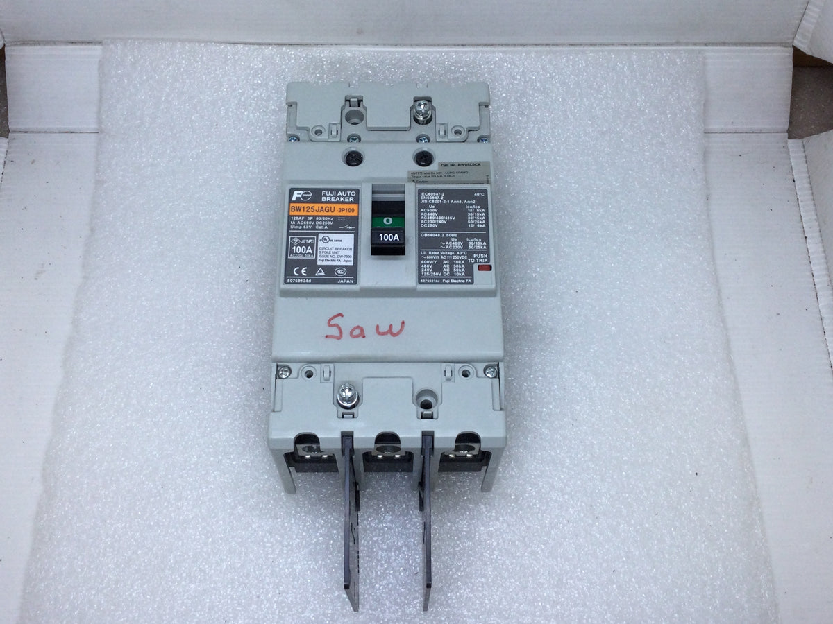 FUJI Auto Breaker BW125JAGU-3P100 Circuit Breaker 100 Amp AC690V DC250