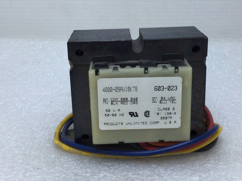 Products Unlimited 4000-09AW18K78 Transformer 208/240V SEC24 VAC Class 2