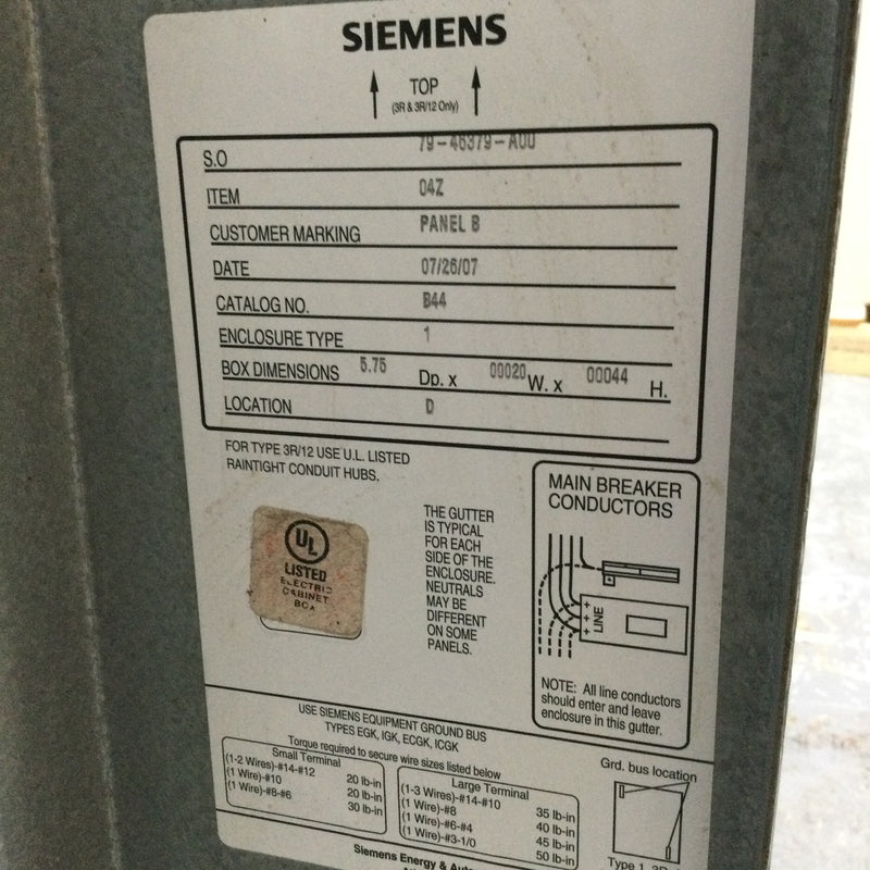 Siemens B44 Enclosure 44" x 20"x 5.75" 79-46379-A00