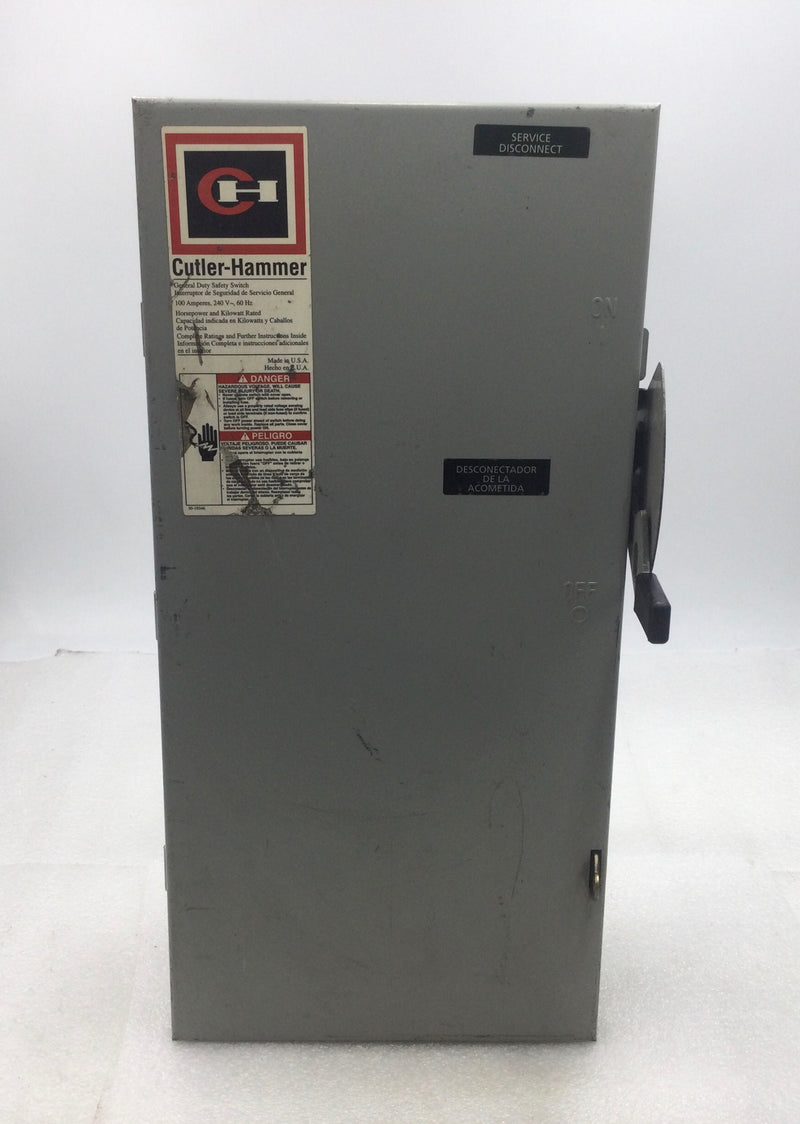 Cutler-Hammer DG223NGB 100 Amp 2 Pole 120/240V Fused General Duty Safety Switch