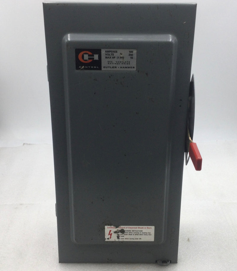 Cutler-Hammer DG223NGB 100 Amp 2 Pole 120/240V Fused General Duty Safety Switch