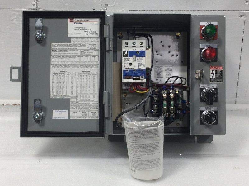 Cutler-Hammer ECA07L8BKA 1HP 3 Pole 120/240V Enclosed Contactor/Starter