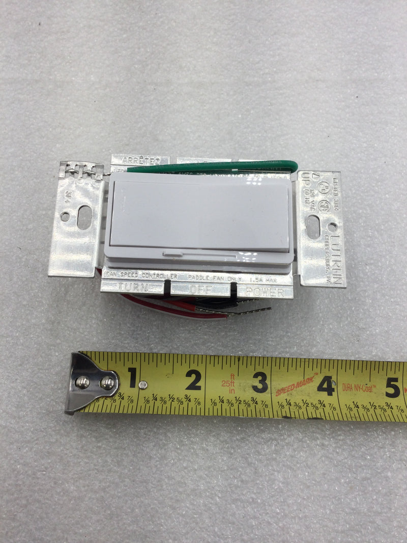 Lutron DVFSQ-F-WH 3 Speed Fan Control On/Off Toggle Switch with 3 Speed Slide Control 120 VAC 1.5 Amp