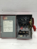 General Electric TH3361 30 Amp 3 Space 600V Fusible Safety Switch 12 5/8" x 9"