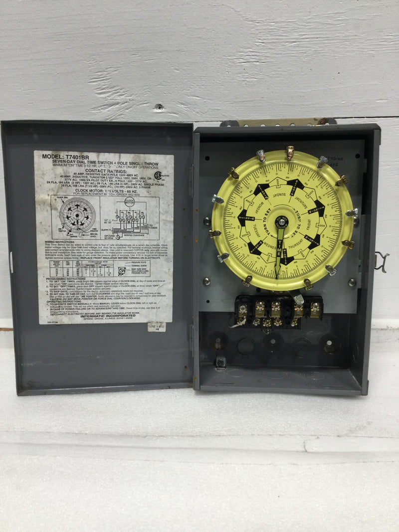 Intermatic T7401BR 40A 4P 120/480V Seven-Day Dial Time Switch 12 7/8" x 8 5/8"