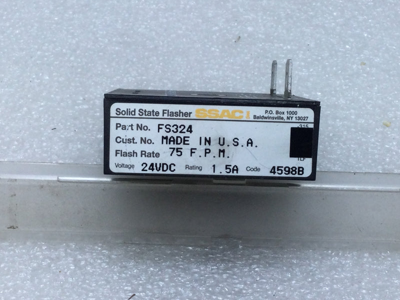 SSAC FS324 Solid State Flasher 24VDC  Flash Rate 75 F.P.M. Rating 1.5A Code 4598B