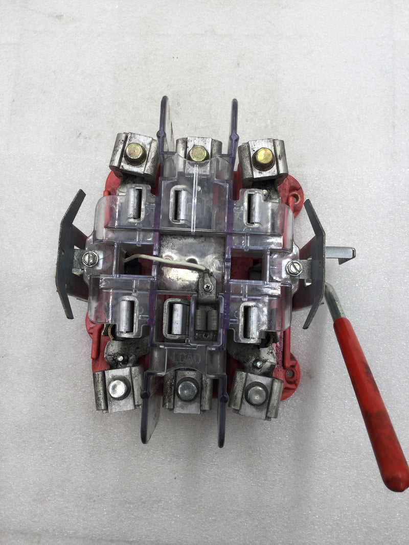 Milbank HD200 200 Amp 600 VAC 7 Jaw Meter Socket Guts Only with Lever Bypass