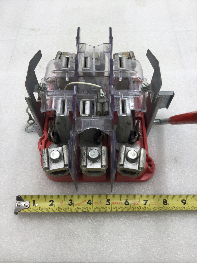 Milbank HD200 200 Amp 600 VAC 7 Jaw Meter Socket Guts Only with Lever Bypass