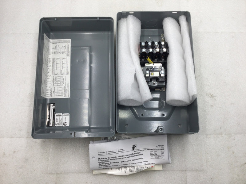 Square D 8903LG40 30 Amp 4 Pole 600V AC Lighting Contactor w/120V Coil Voltage