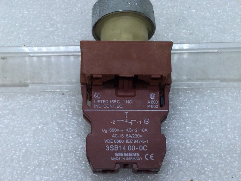 Siemens 3SB14 00-0C Yellow Push Button Switch AC=15 6 Amp 230V