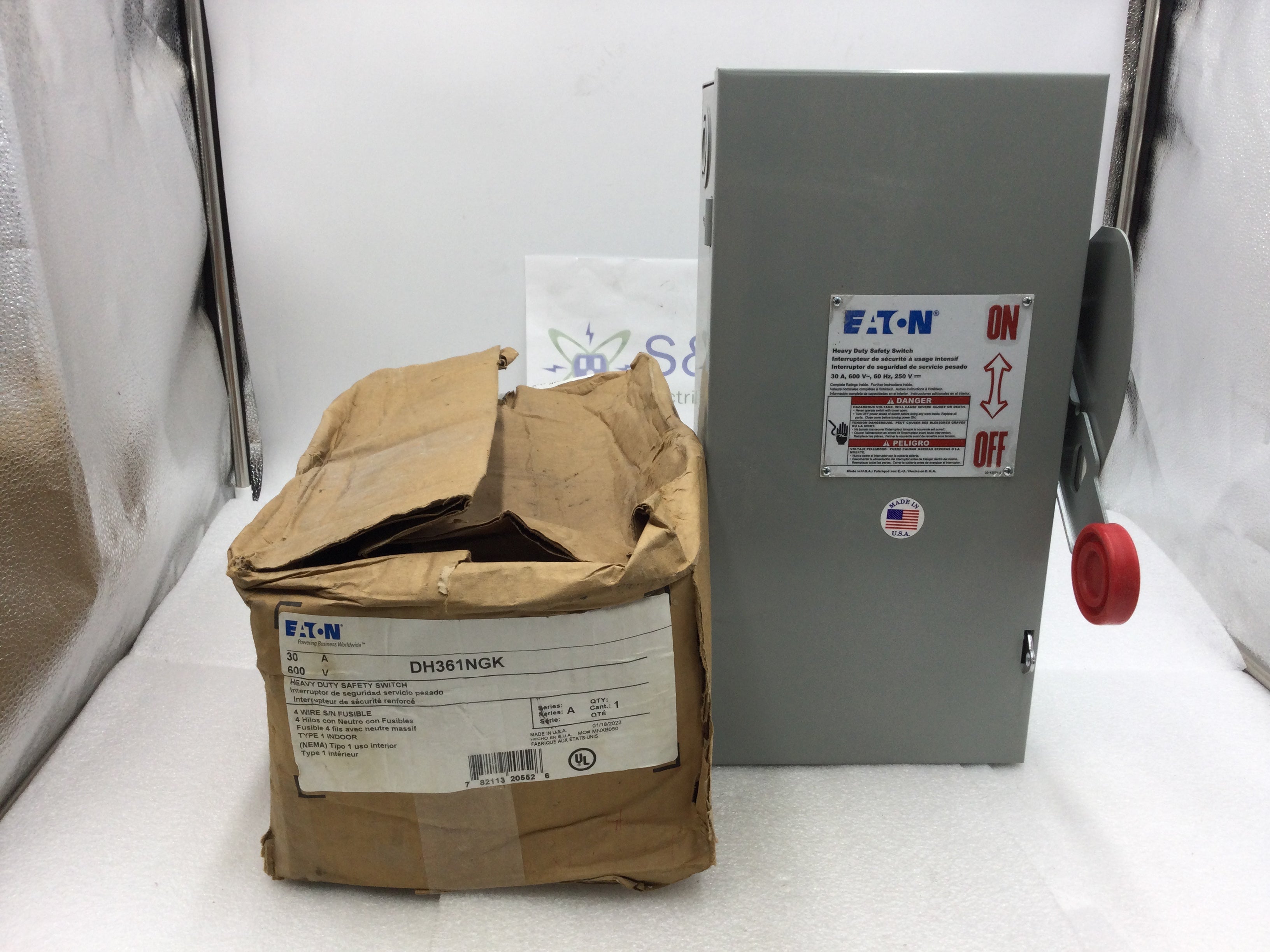 Eaton DH361NGK Safety Switch – 30A 600V 3-Phase Fusible Disconnect, NEMA 1 Indoor