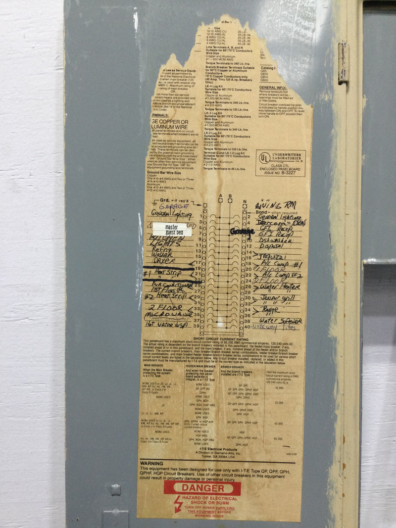 ITE 125 Amp 40 Space 120/240V Panel Door 37 1/8" x 15 1/2"